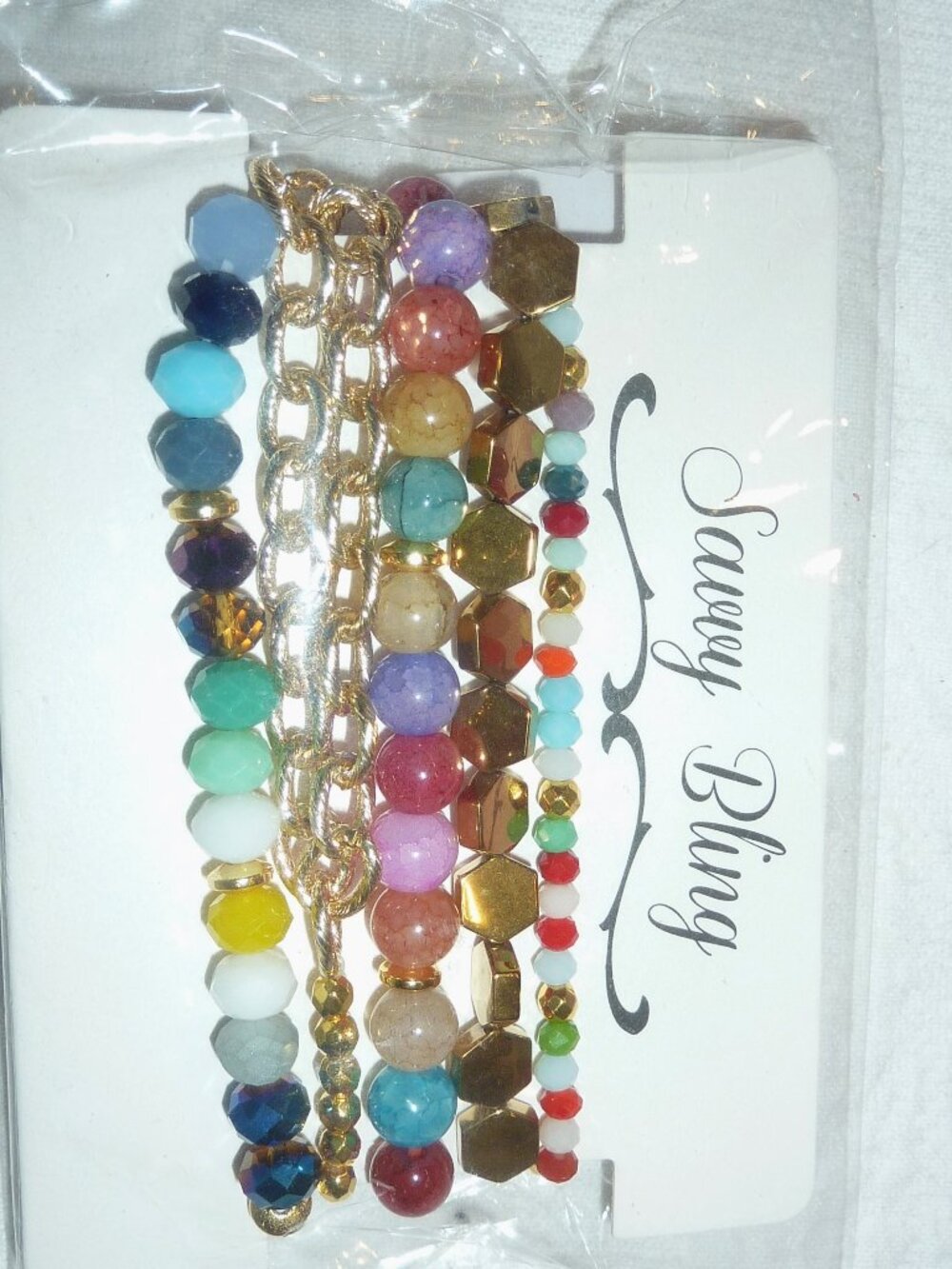 NWT Savvy Bling Boutique Color Love 5 Stacking Bracelet Set Gorgeous Colors!